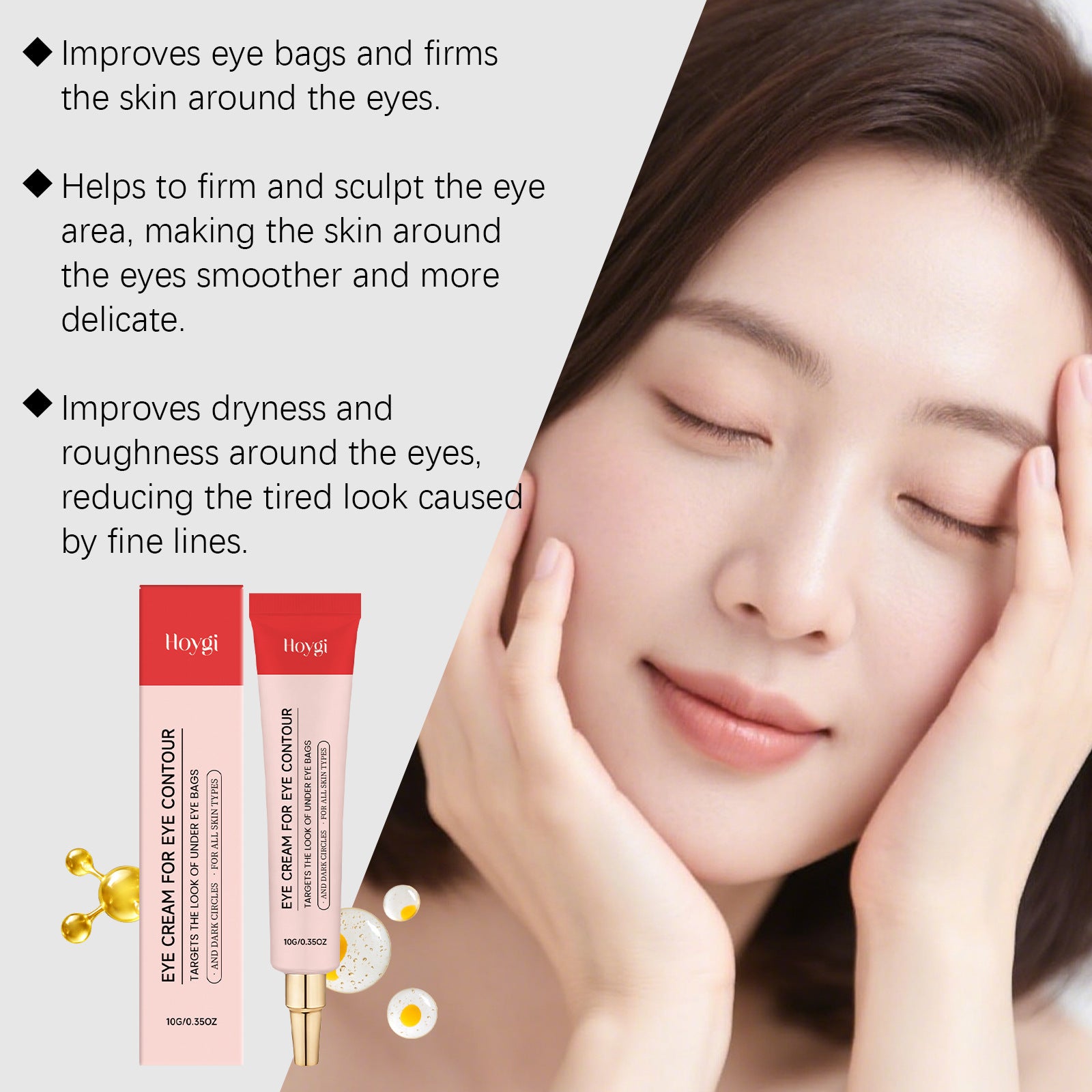 Hoygi Radiant Care Eye Cream Provides Daily Gentle Hydration and Nourishment for the Skin Around the Eyes, Making It Elastic, Moisturized, and Soft